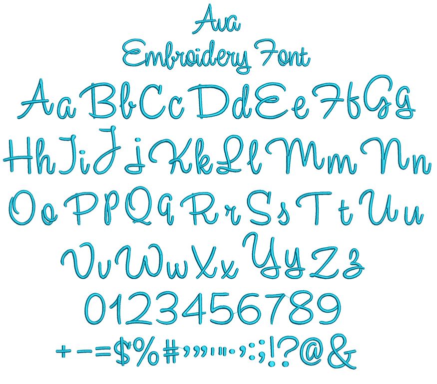 Ava Embroidery Font | Machine Embroidery Designs by JuJu