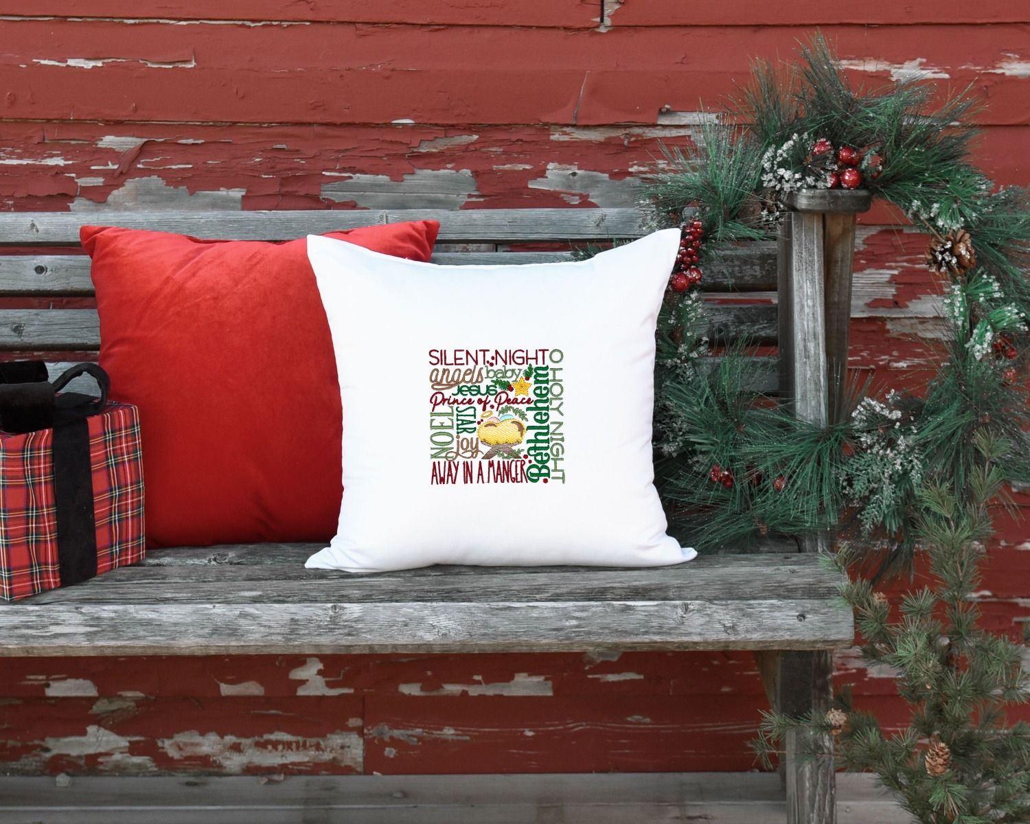 Personalized Christmas Throw Pillow Subway Art Christmas 