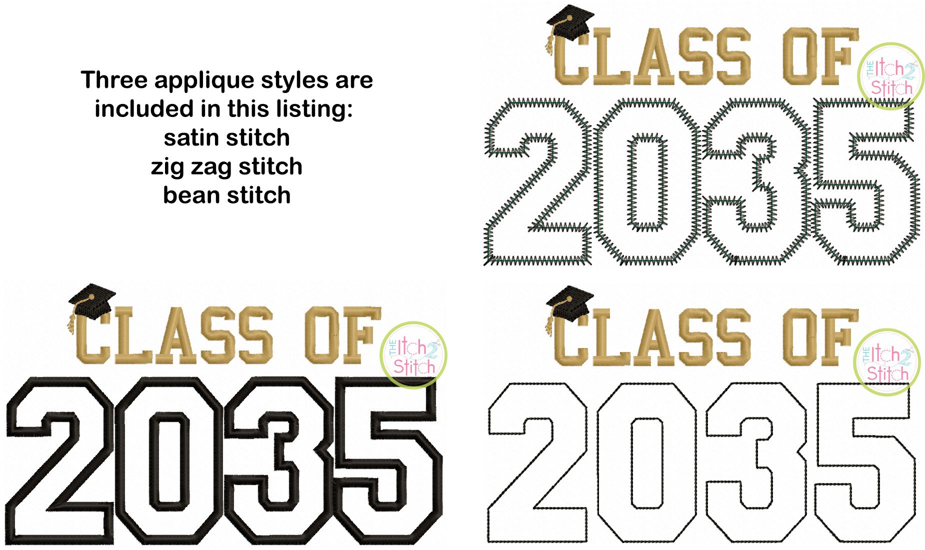 Class of 2035 Applique Design Set | Machine Embroidery Designs by JuJu