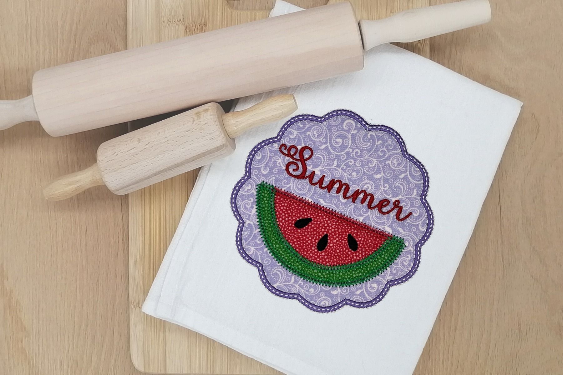 Watermelon Scallop Applique Machine Embroidery Designs by JuJu