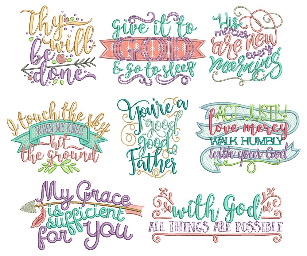 Biblical Sayings 3 Machine Embroidery Designs by JuJu