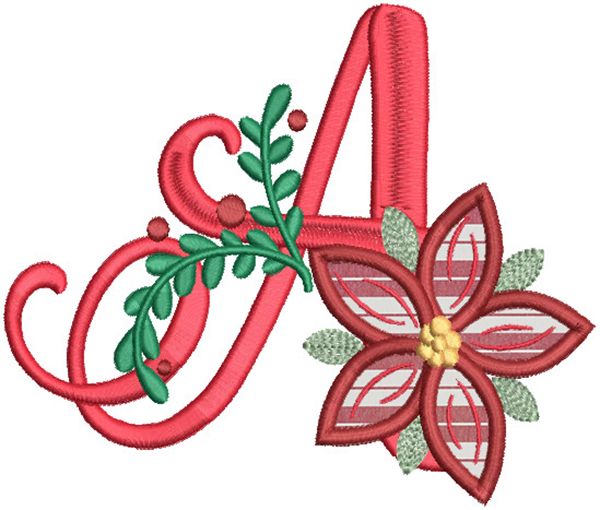 Christmas Poinsettia Alphabet | Machine Embroidery Designs By JuJu