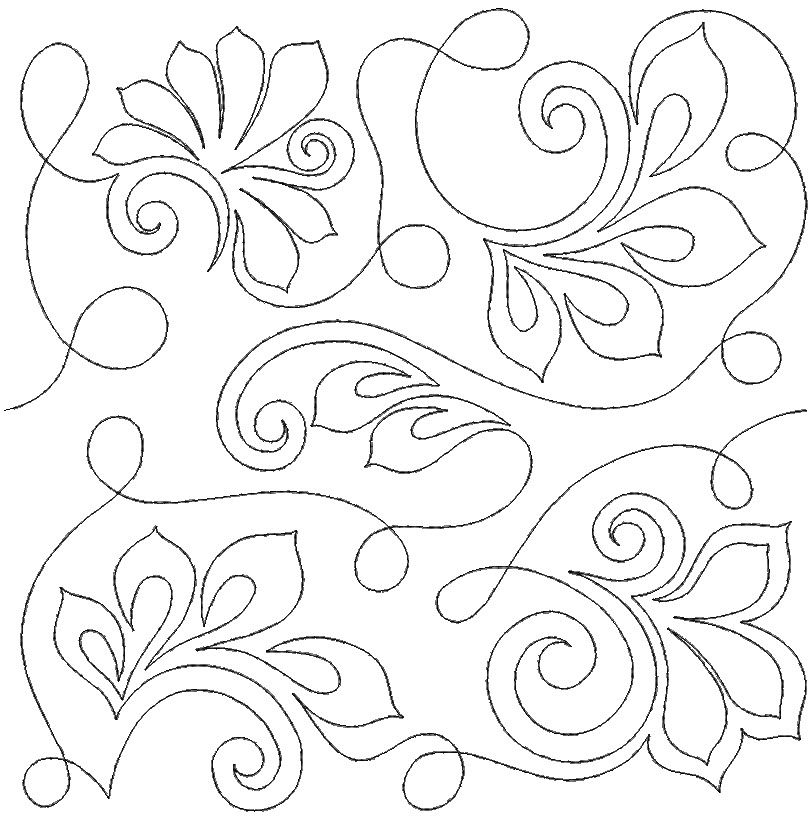 Swirly Fans 1 End-to-End Quilting Design | Machine Embroidery Designs ...