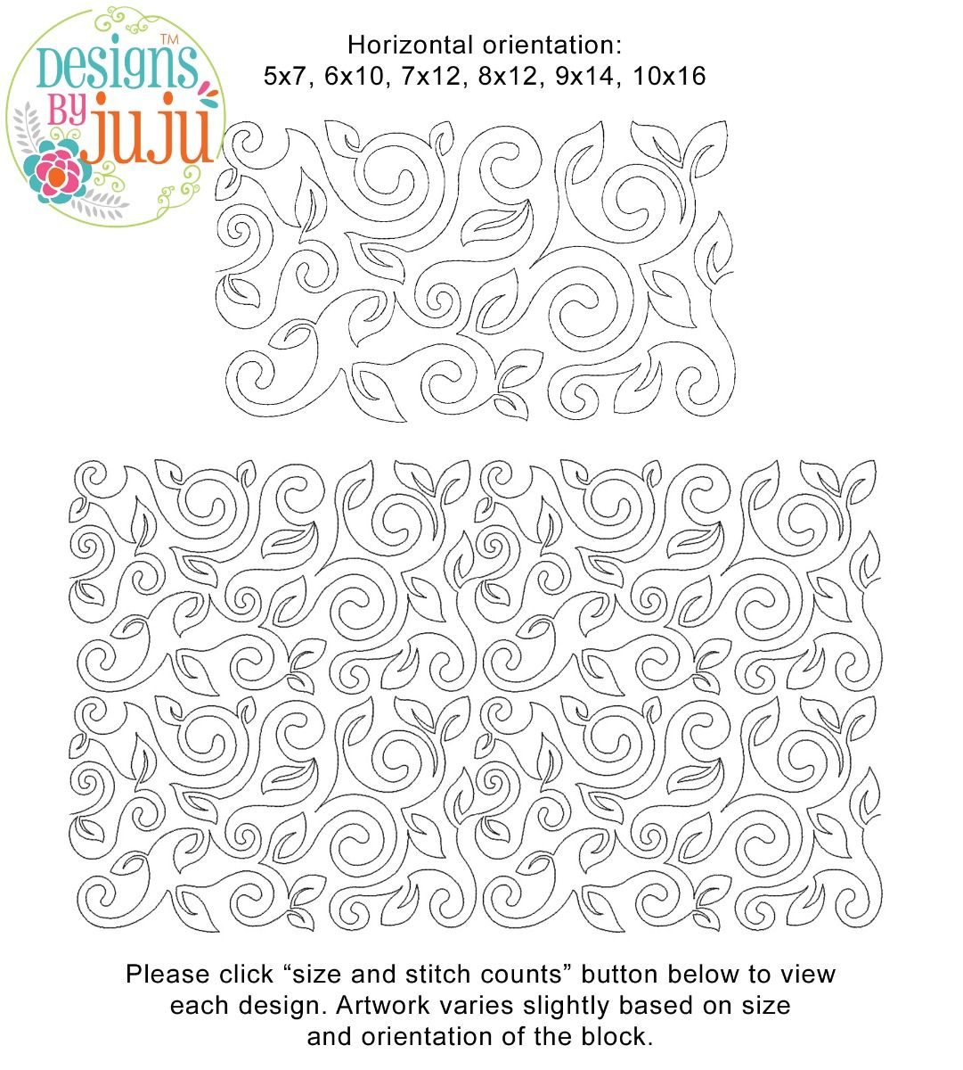 Swirly Vines End-to-End Quilting Embroidery Design