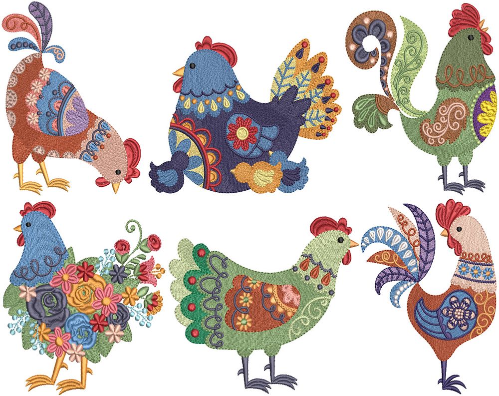 Folk Art Chickens