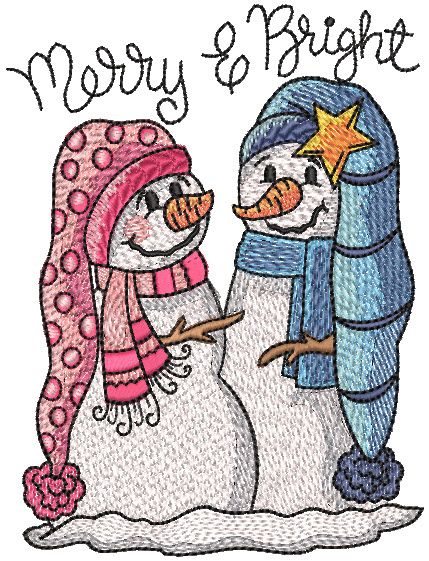 Sketched Snowmen Bundle - Instant Downloadable Machine Embroidery - Light  Fill Stitch