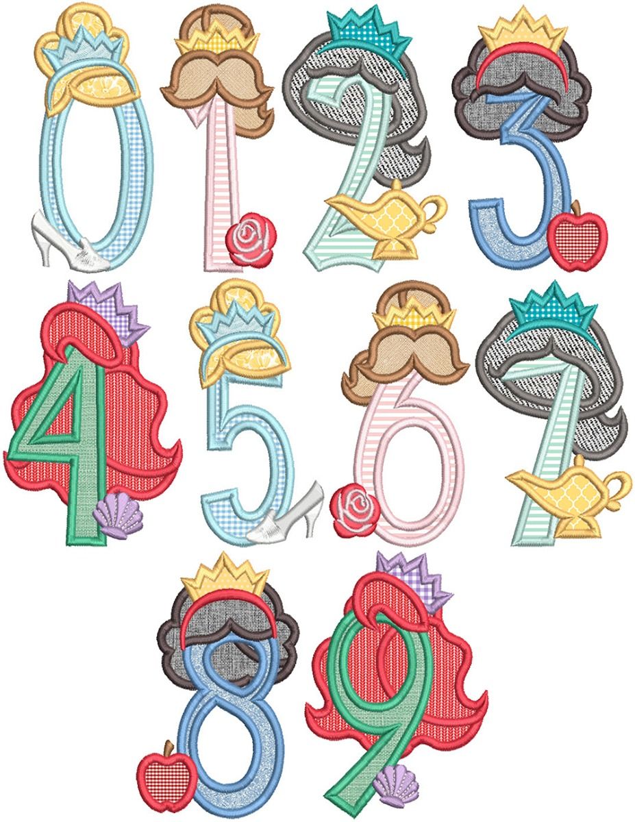 Princess Hair Numbers | Machine Embroidery Designs by JuJu