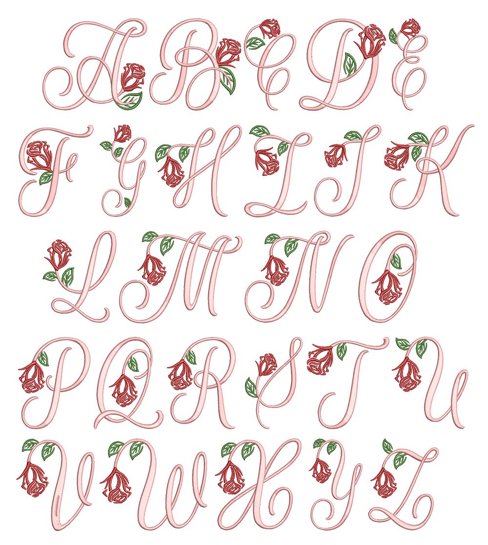 Rosebud Monogram | Machine Embroidery Designs by JuJu