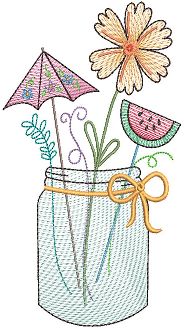 Jam Jars Sketch  Machine Embroidery Designs by JuJu