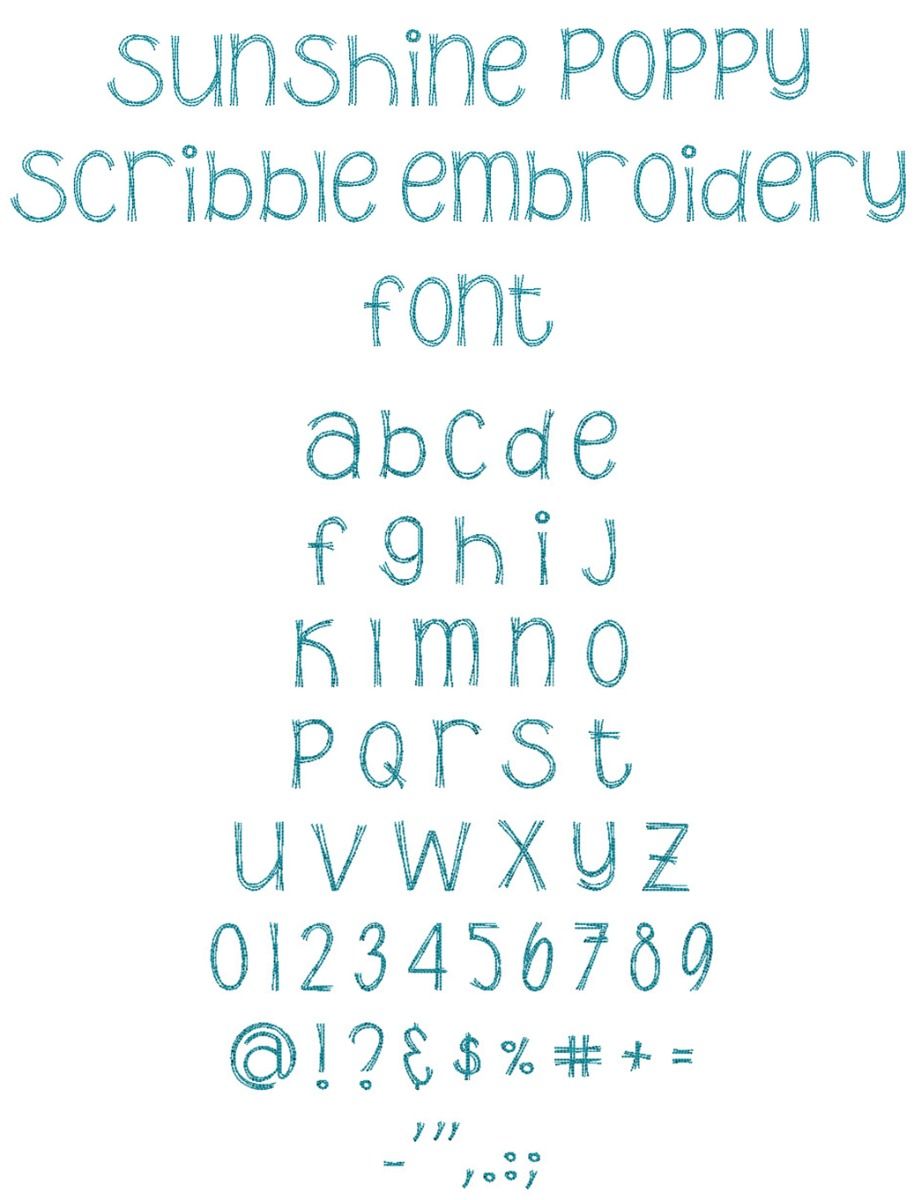 Sunshine Poppy Scribble Embroidery Font | Machine Embroidery Designs by ...