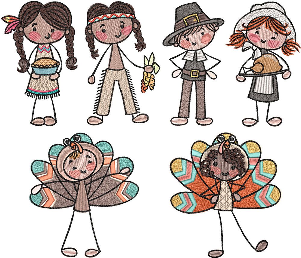 Thanksgiving Sketch  Machine Embroidery Designs by JuJu