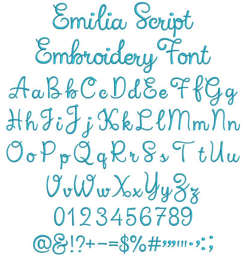 Emilia Script Embroidery Font | Machine Embroidery Designs by JuJu