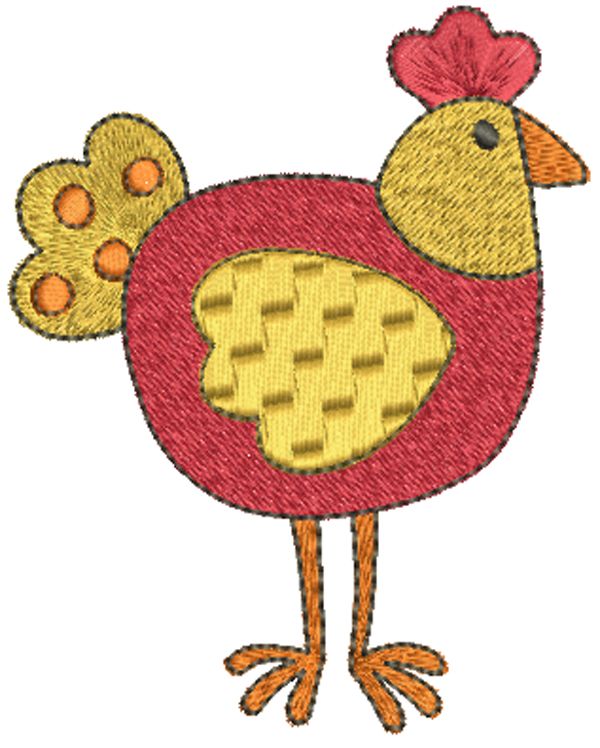 Funky Chickens Filled Stitch Machine Embroidery Designs by JuJu