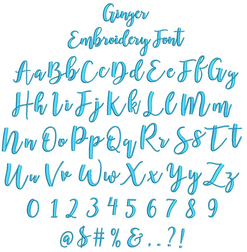 Ginger Embroidery Font | Machine Embroidery Designs by JuJu