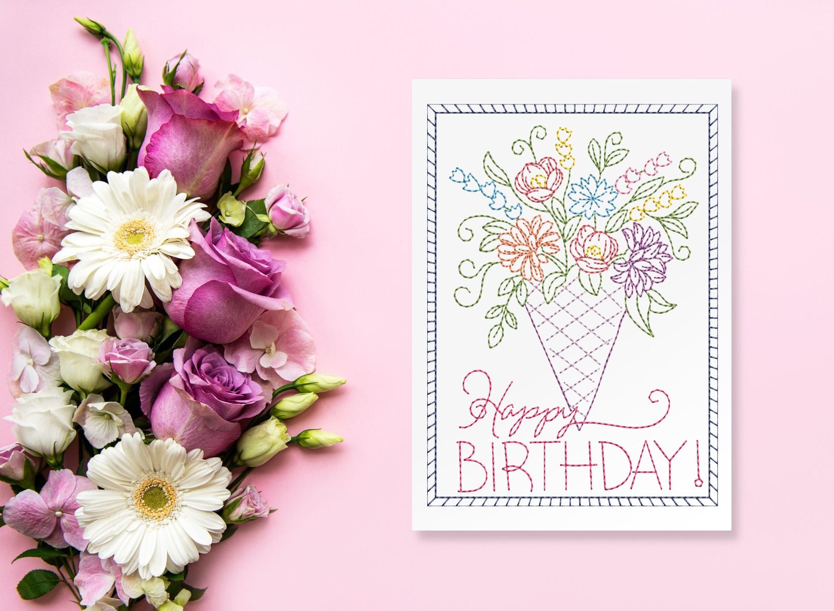 Birthday Greeting Cards 1  Machine Embroidery Designs by JuJu