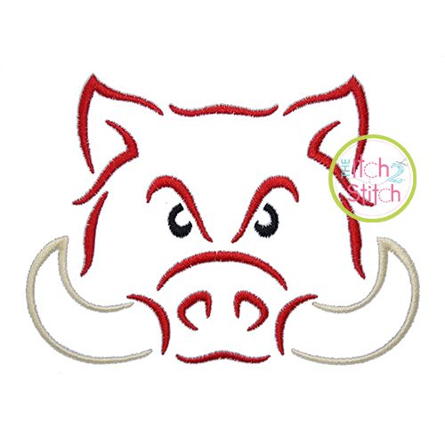 Hog Mascot Embroidery Machine Embroidery Designs by JuJu