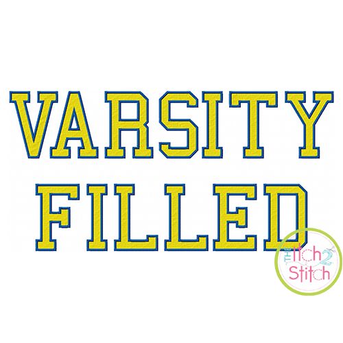 Varsity Filled Embroidery Font | Machine Embroidery Designs by JuJu