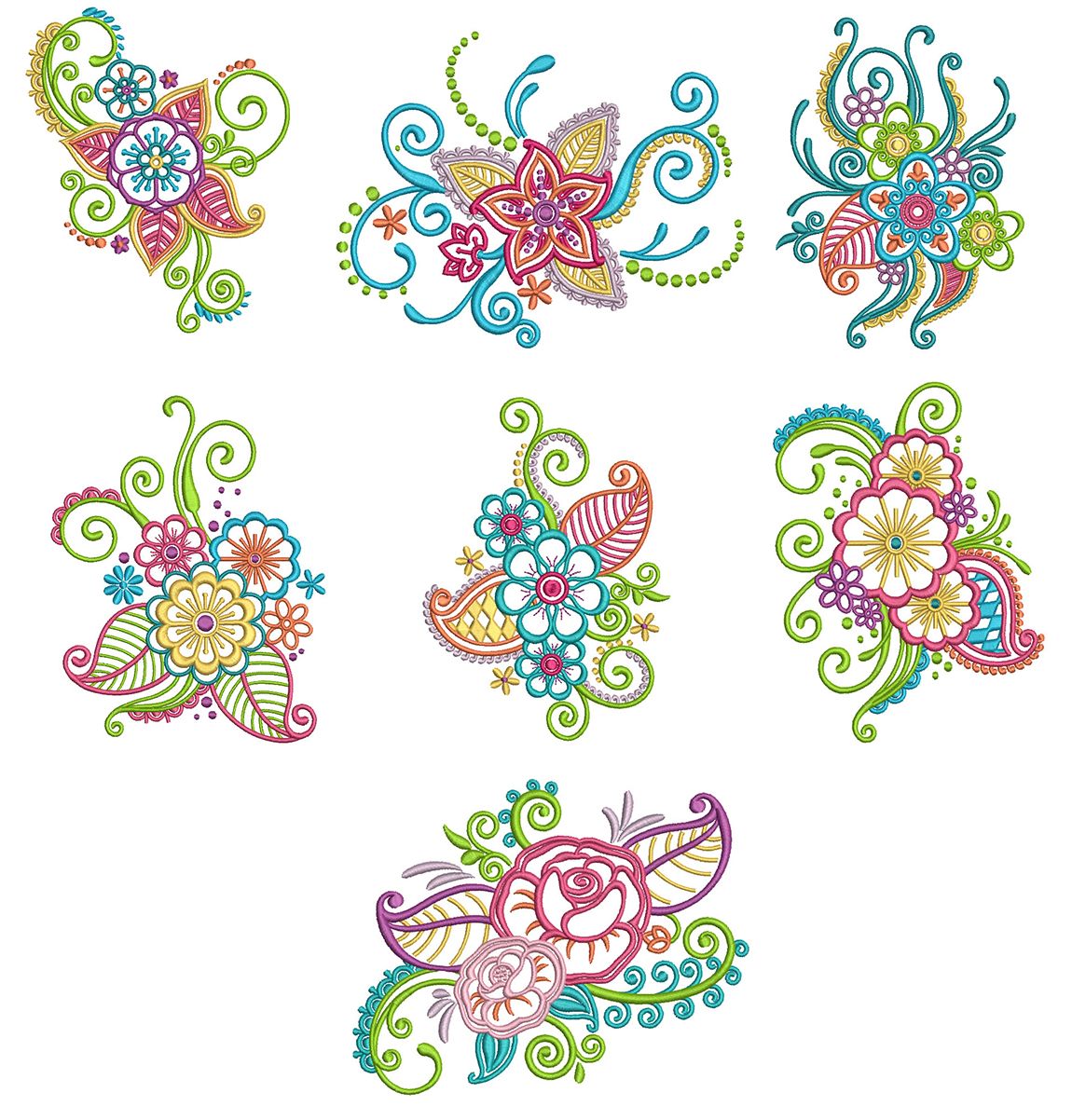 Mehndi Flowers Coloring Pages