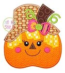 Pumpkin Scarecrow Girl Applique | Machine Embroidery Designs by JuJu