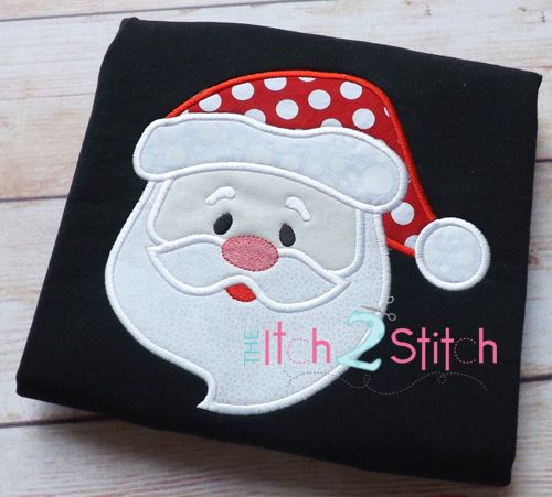 Santa Face Applique | Machine Embroidery Designs by JuJu