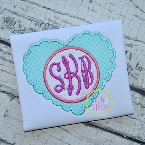 Scalloped Heart Monogram Applique Frame | Machine Embroidery Designs by ...