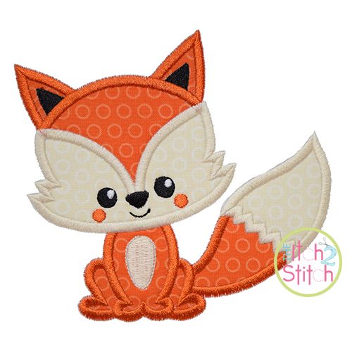 Sitting Fox Applique | Machine Embroidery Designs by JuJu