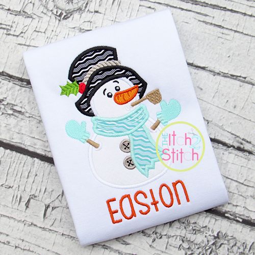 Snowman Pipe Applique | Machine Embroidery Designs by JuJu