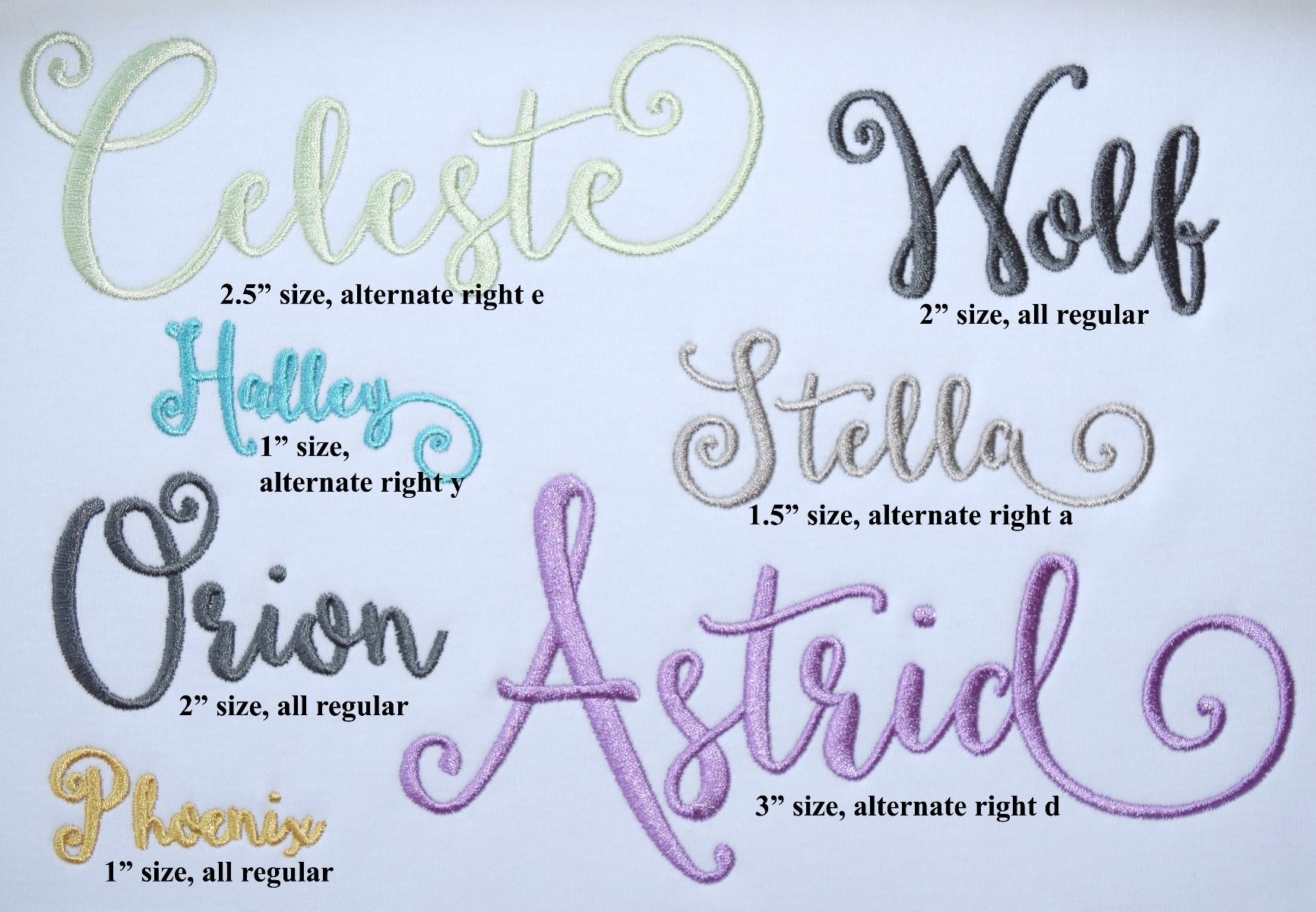 Celeste Script Handwriting Machine Embroidery Font Embroidery 