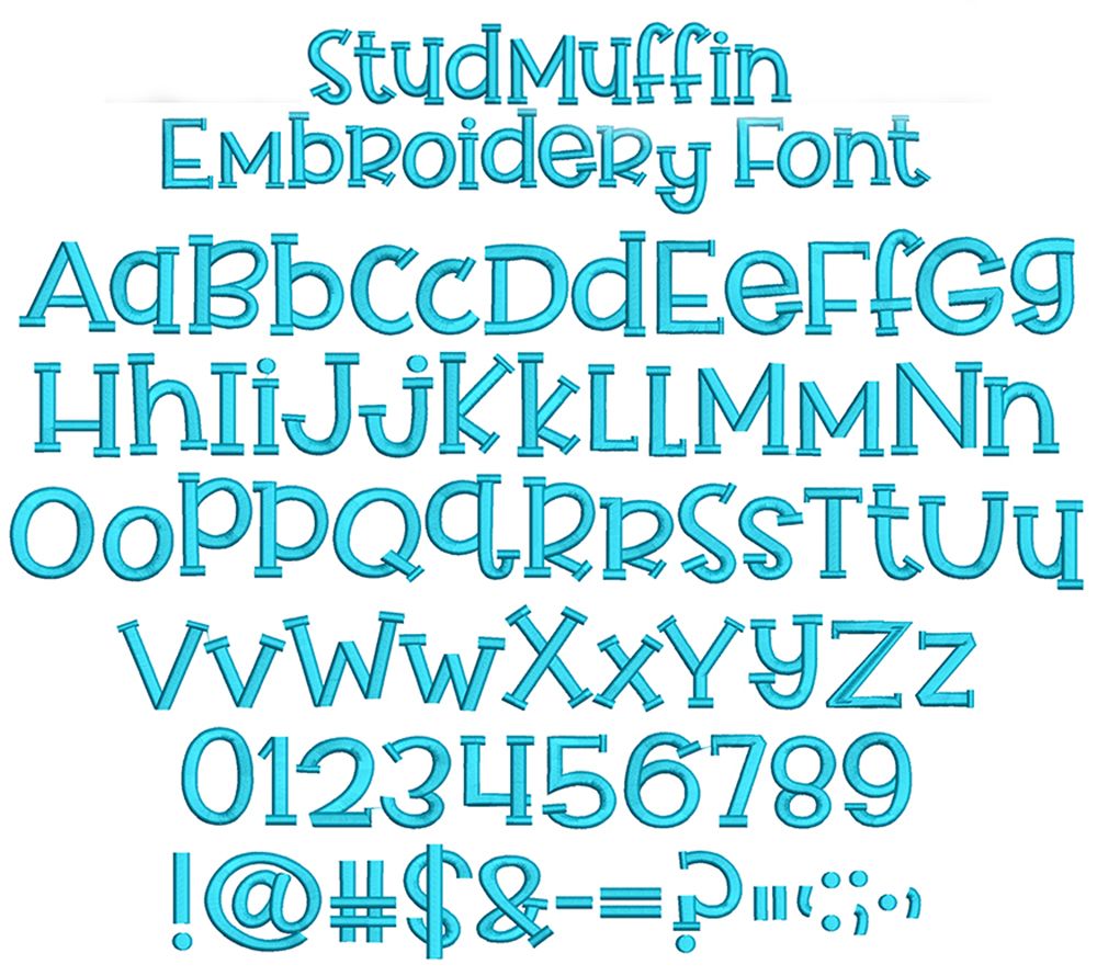 Stud Muffin Embroidery Font | Machine Embroidery Designs by JuJu