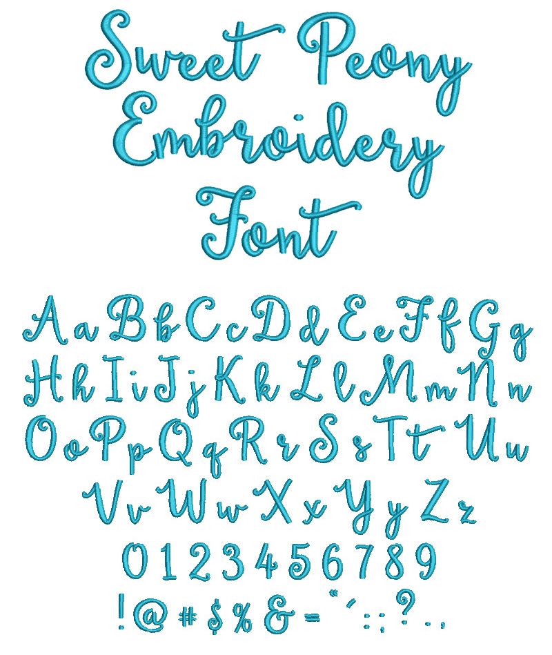 Sweet Peony Embroidery Font Machine Embroidery Designs by JuJu