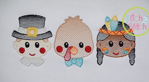 Thanksgiving Sketch  Machine Embroidery Designs by JuJu