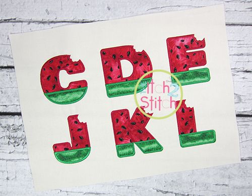 Watermelon Alphabet Applique Set | Machine Embroidery Designs by JuJu