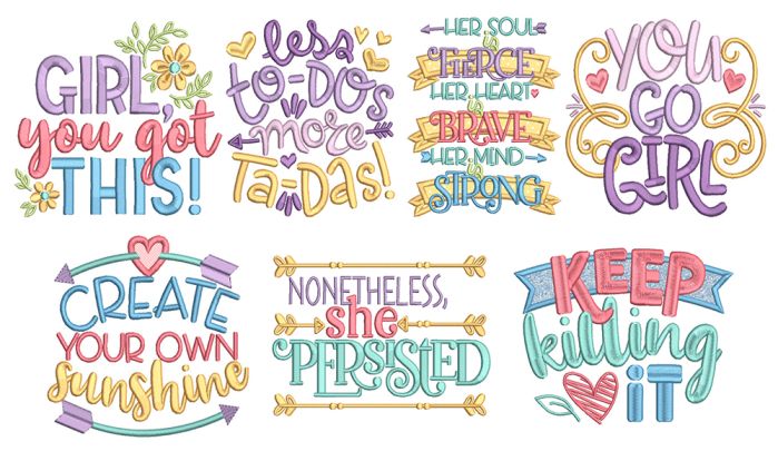 You Go Girl Word Art Machine Embroidery Designs by JuJu