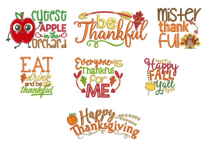 Fall Autumn Harvest Sayings Word Art Machine Embroidery Designs by JuJu