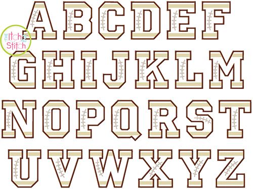 Football Alphabet Applique Set | Machine Embroidery Designs by JuJu