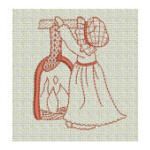 School Sunbonnet Sue Redwork Machine Embroidery Designs | Designs by JuJu