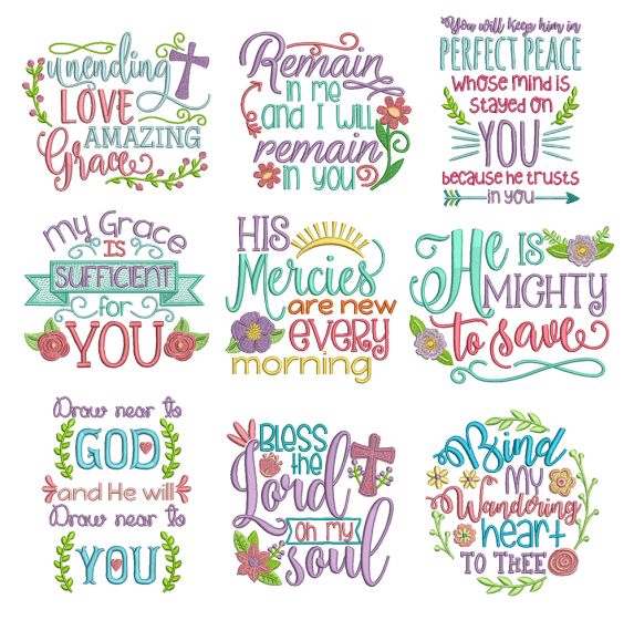 Soulful Sayings Set 4 Machine Embroidery Designs by JuJu