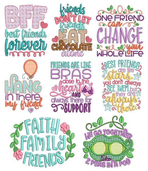 Friendship Word Art 2 Machine Embroidery Designs By JuJu