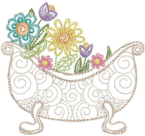 Spring Garden Sketch Tub | Machine Embroidery Designs by JuJu