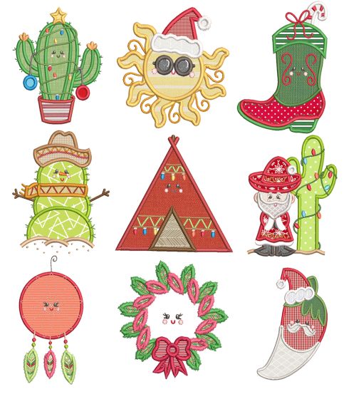 Southwest Christmas Applique Machine Embroidery Designs By JuJu