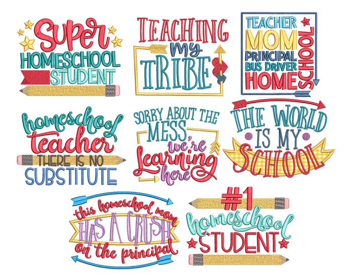 Homeschool Word Art Machine Embroidery Designs By JuJu