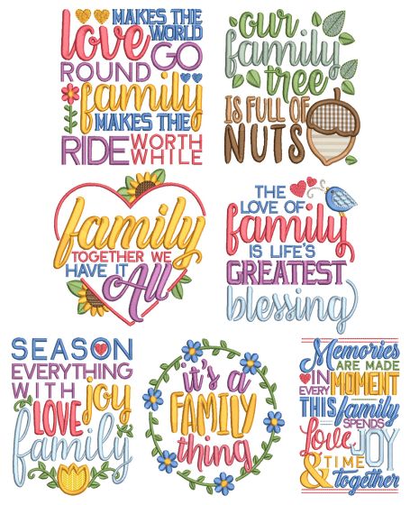 Family Word Art 2 Machine Embroidery Designs By Juju