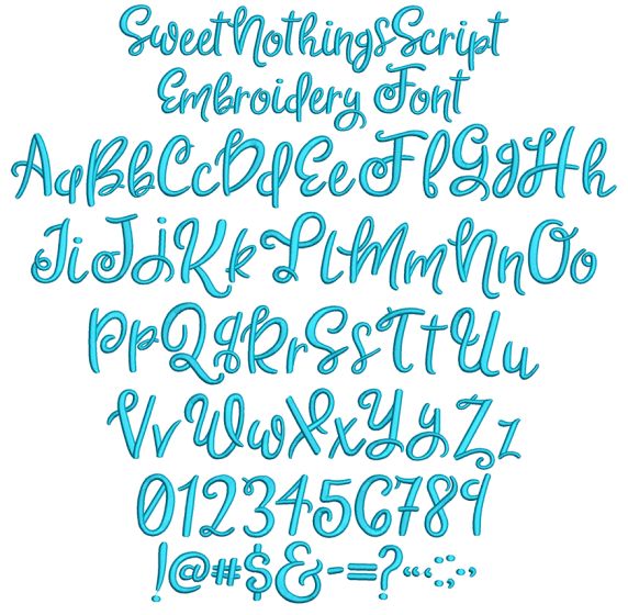 Sweet Nothings Script Embroidery Font | Machine Embroidery Designs by JuJu