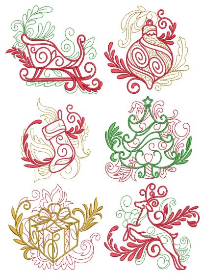 Elegant Christmas Motifs 1 Machine Embroidery Designs by JuJu